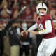 Stanford Cardinal quarterback Tanner McKee (18) throws a pass during the first quarter against the Notre Dame Fighting Irish at Stanford Stadium.
